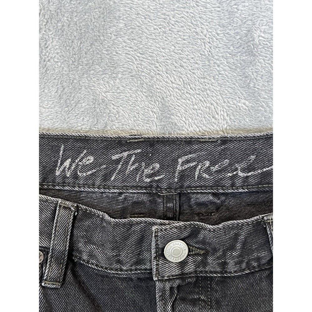 We The Free Jeans Womens 31 Black Faded Denim Mid Rise Skinny‎ Frayed Button Fly - Picture 8 of 11